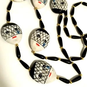 Vtg Tragedy Chalkware Necklace